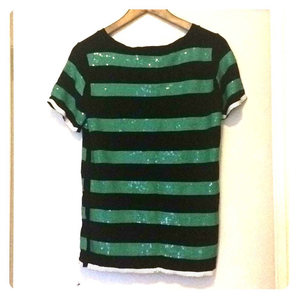 Black and green sequins shirt