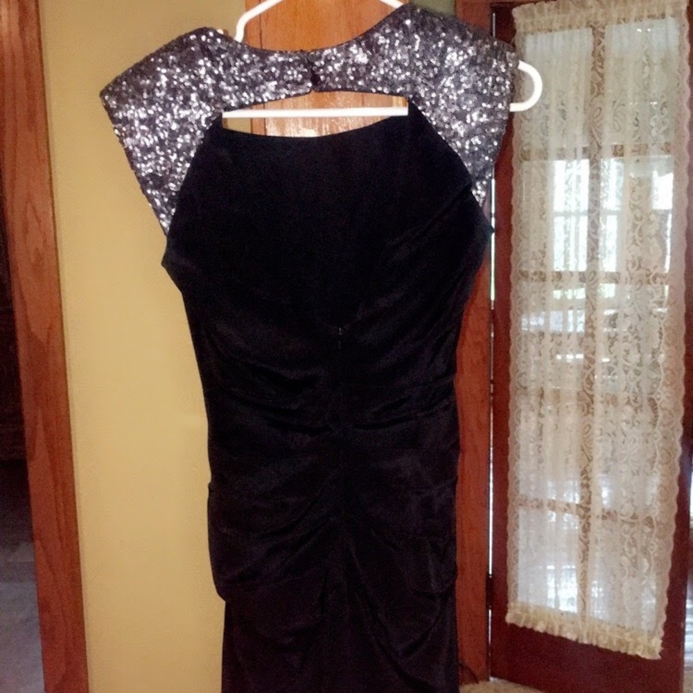 Ruched sides sequin sleeve dress