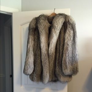 Gray Multi-colored Fox Fur Coat