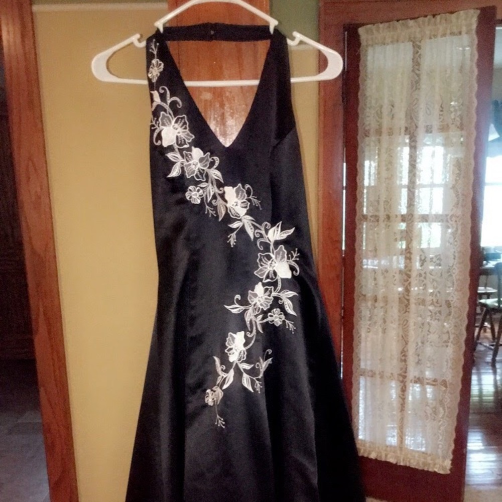 Floor length halter prom dress