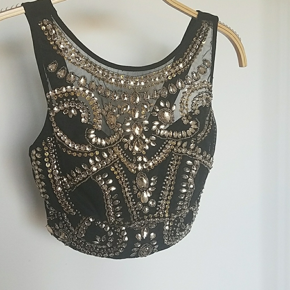 Windsor Gold Embellished Crop Top