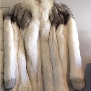 Multicolored white and gray Fox Fur Coat