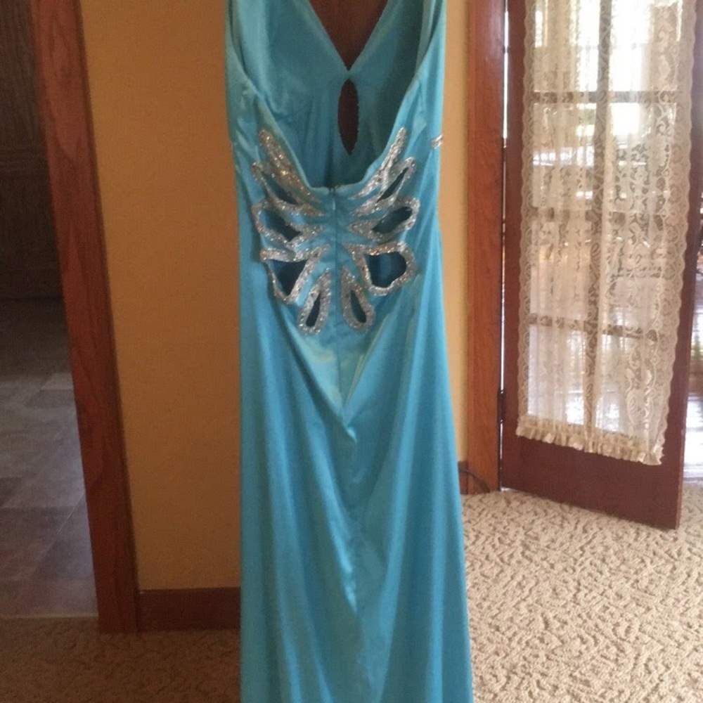 Floor length halter prom dress