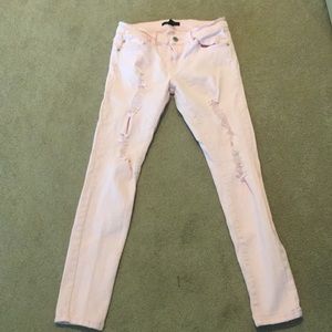 Pale pink skinny jeans!