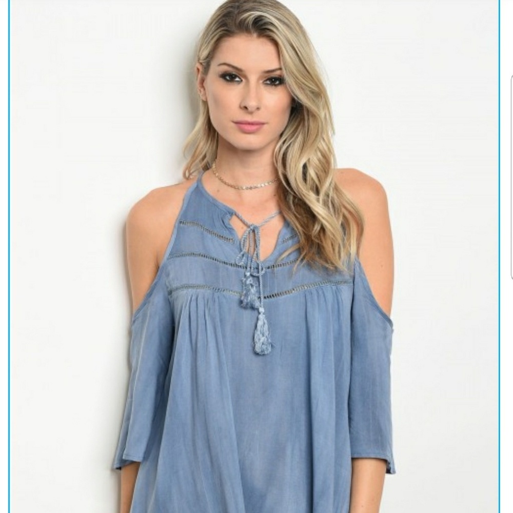 Cold shoulder lace up top