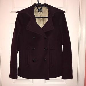 J. Crew Burgundy wool pea coat size small