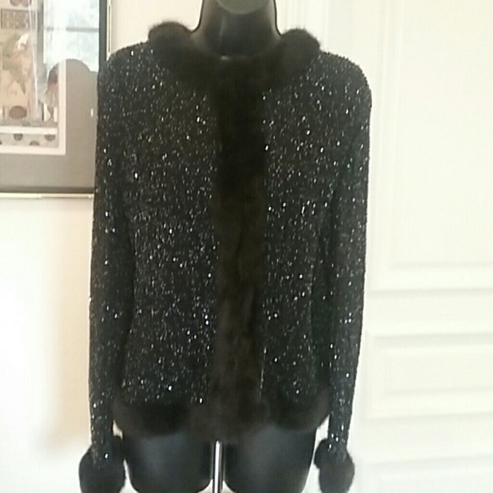 Vintage Chetta B Mink & Sequin Jacket
