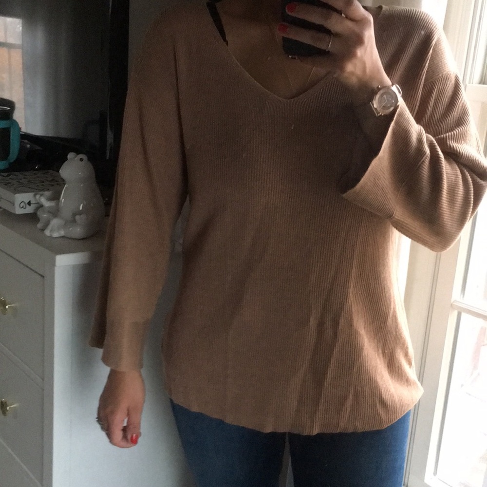 VNeck Camel Sweater