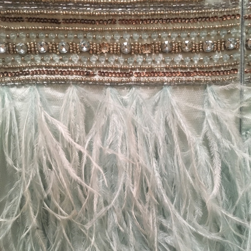 Sue Wong Strapless Seafoam Ostrich Feather Dress - Picture 5 of 8