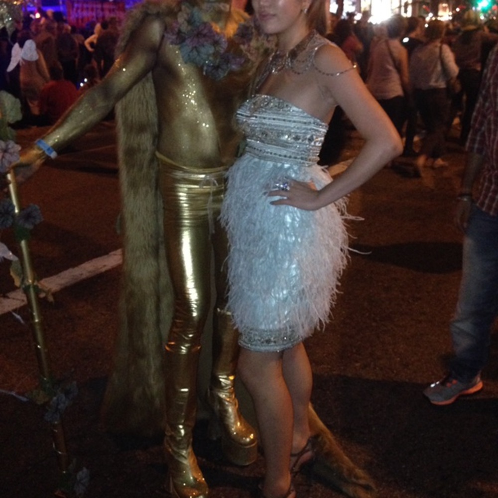Sue Wong Strapless Seafoam Ostrich Feather Dress - Picture 8 of 8