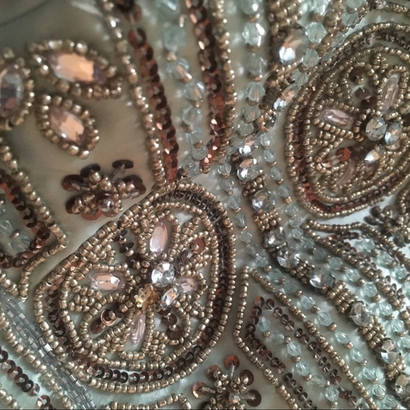 Sue Wong Strapless Seafoam Ostrich Feather Dress - Picture 2 of 8