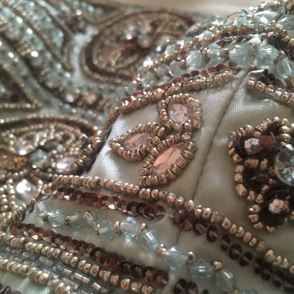 Sue Wong Strapless Seafoam Ostrich Feather Dress - Picture 3 of 8