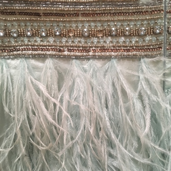 Sue Wong Strapless Seafoam Ostrich Feather Dress - Picture 5 of 8