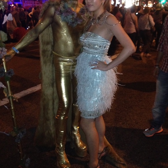 Sue Wong Strapless Seafoam Ostrich Feather Dress - Picture 8 of 8