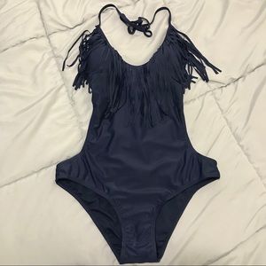 Sexy navy blue one piece swimsuit