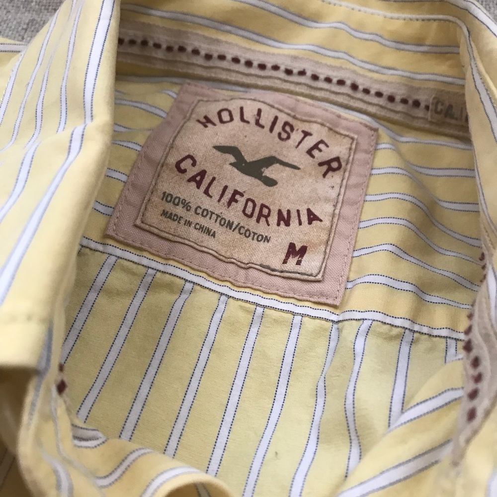 Hollister Yellow Button Down Shirt