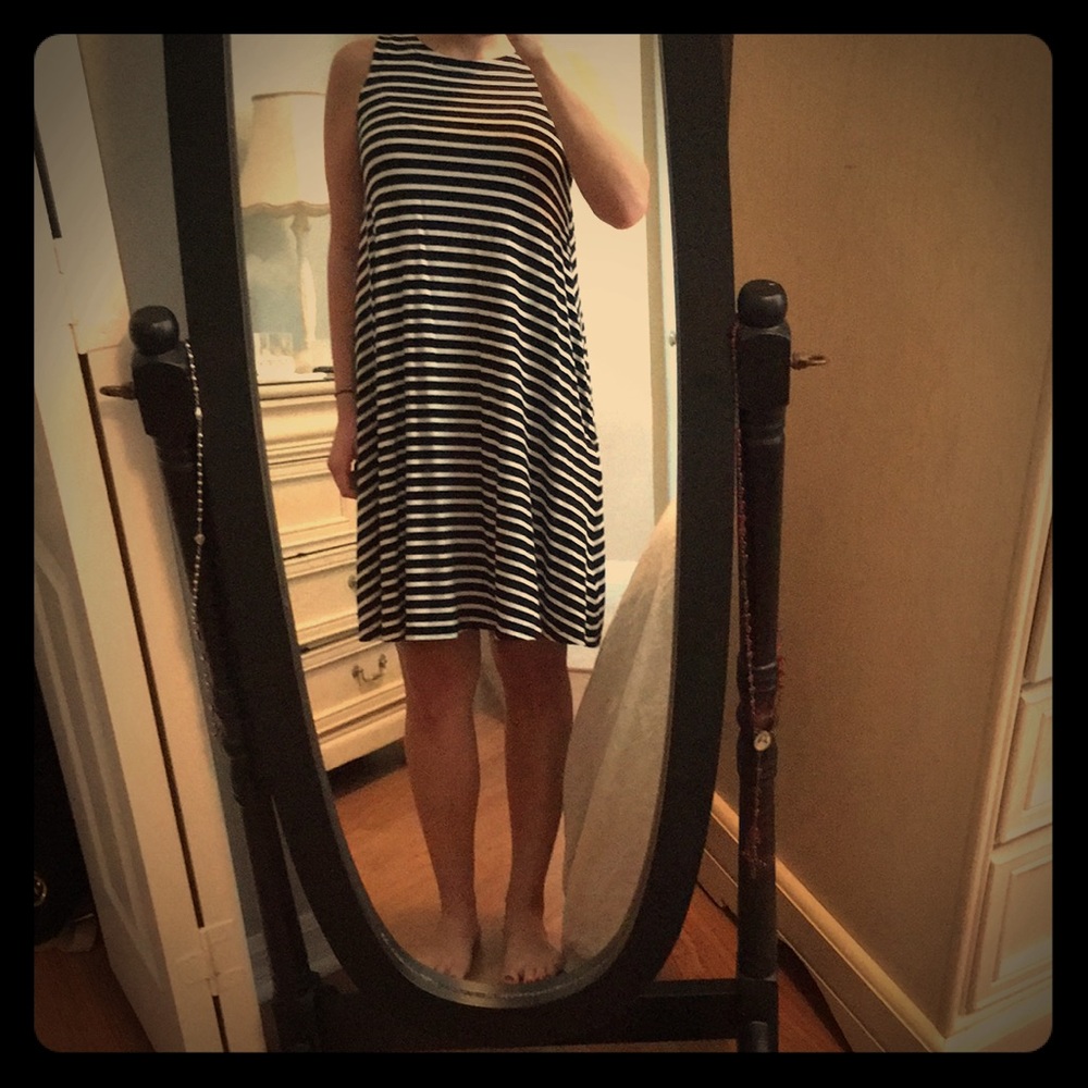 Black & White Striped Ann Taylor LOFT Dress