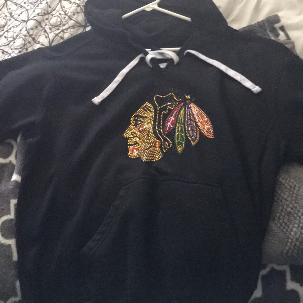 One of a kind bedazzled Blackhawks sweater