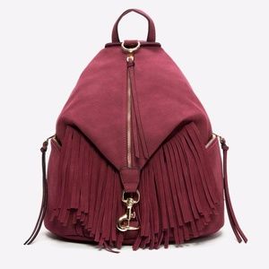 Sociology Suede Fringe Backpack - burgundy