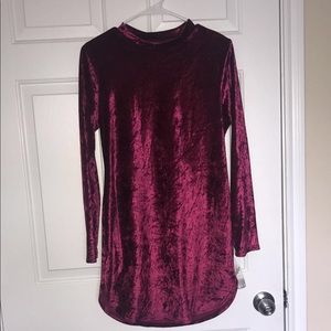 Burgundy velvet mini dress