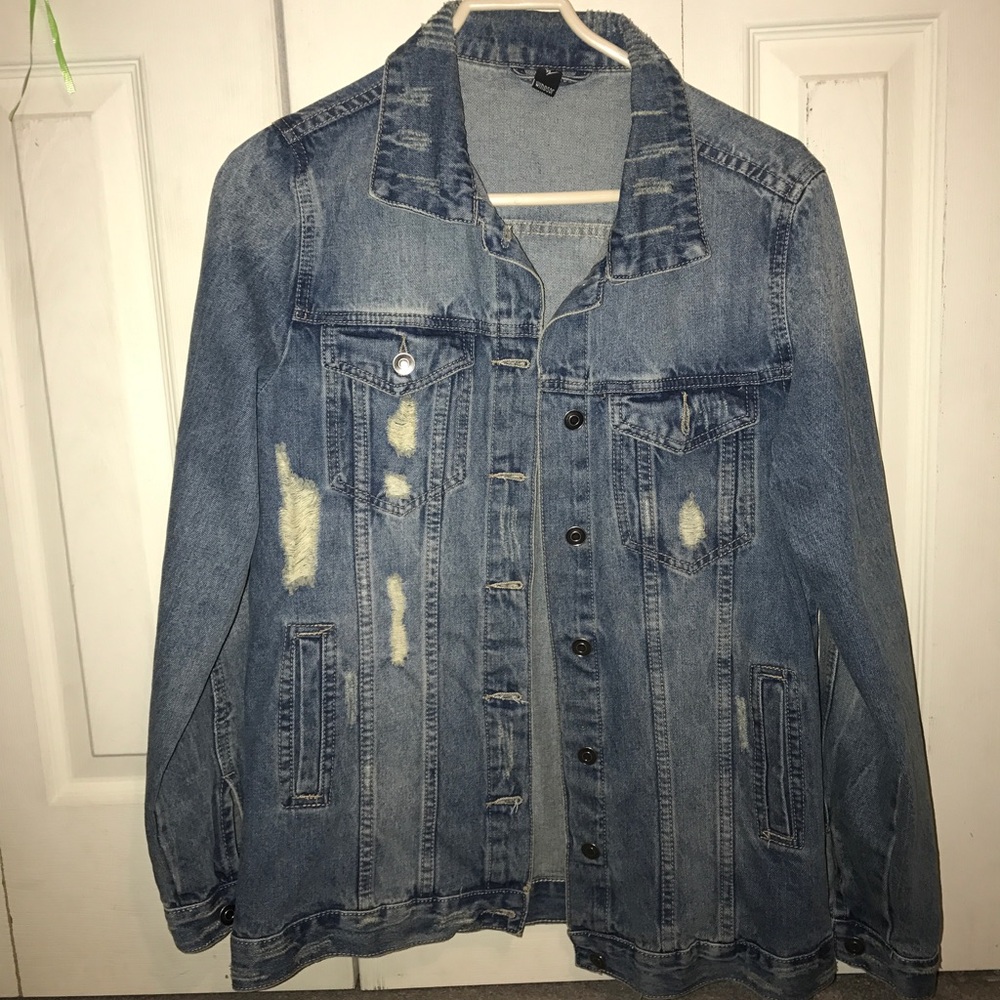Oversized Denim Distressed Jacket