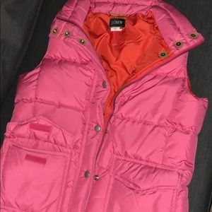 J. Crew pink puffy vest with orange lining SMALL