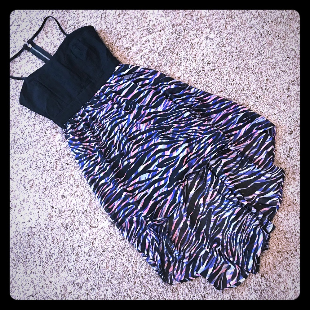 Charlotte Russe Purple/Black Zebra High Low Dress