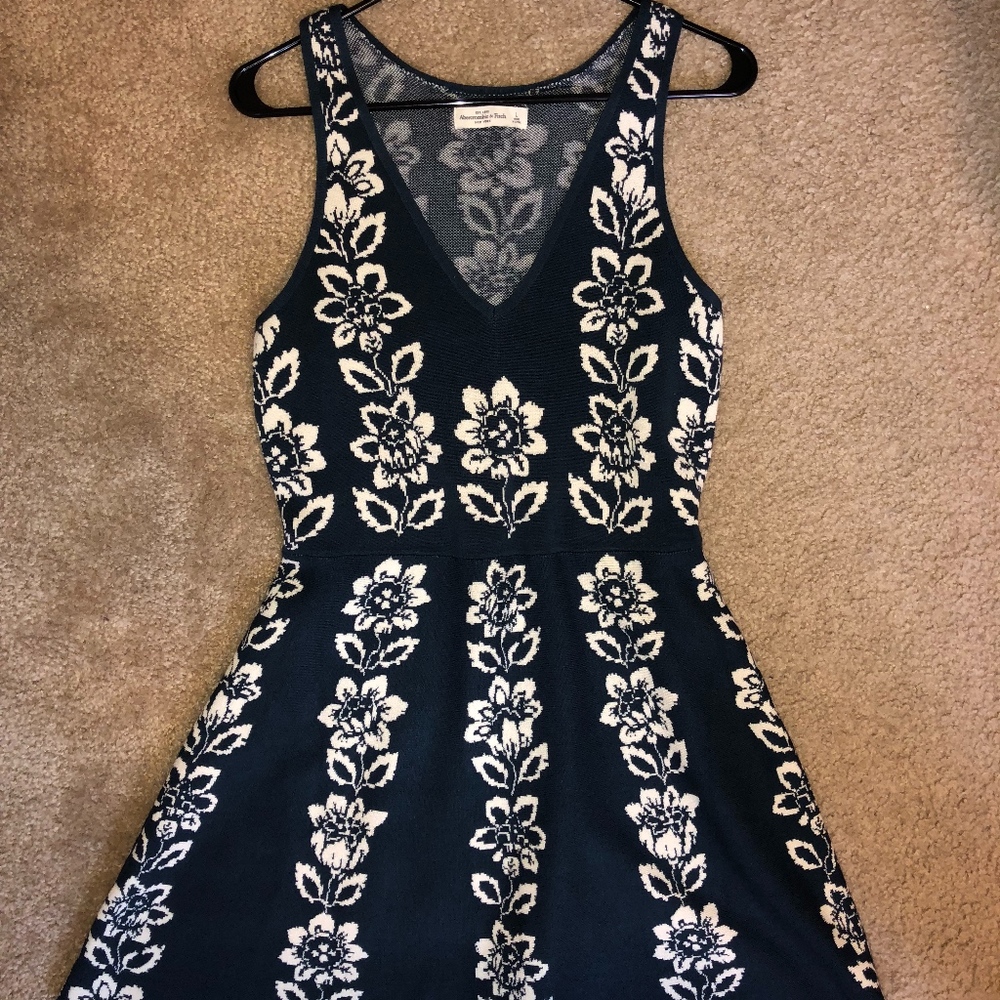Abercrombie Navy Babydoll Dress With Flowers