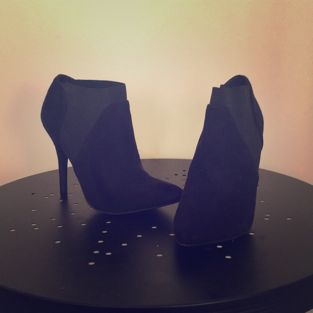 Black suede booties