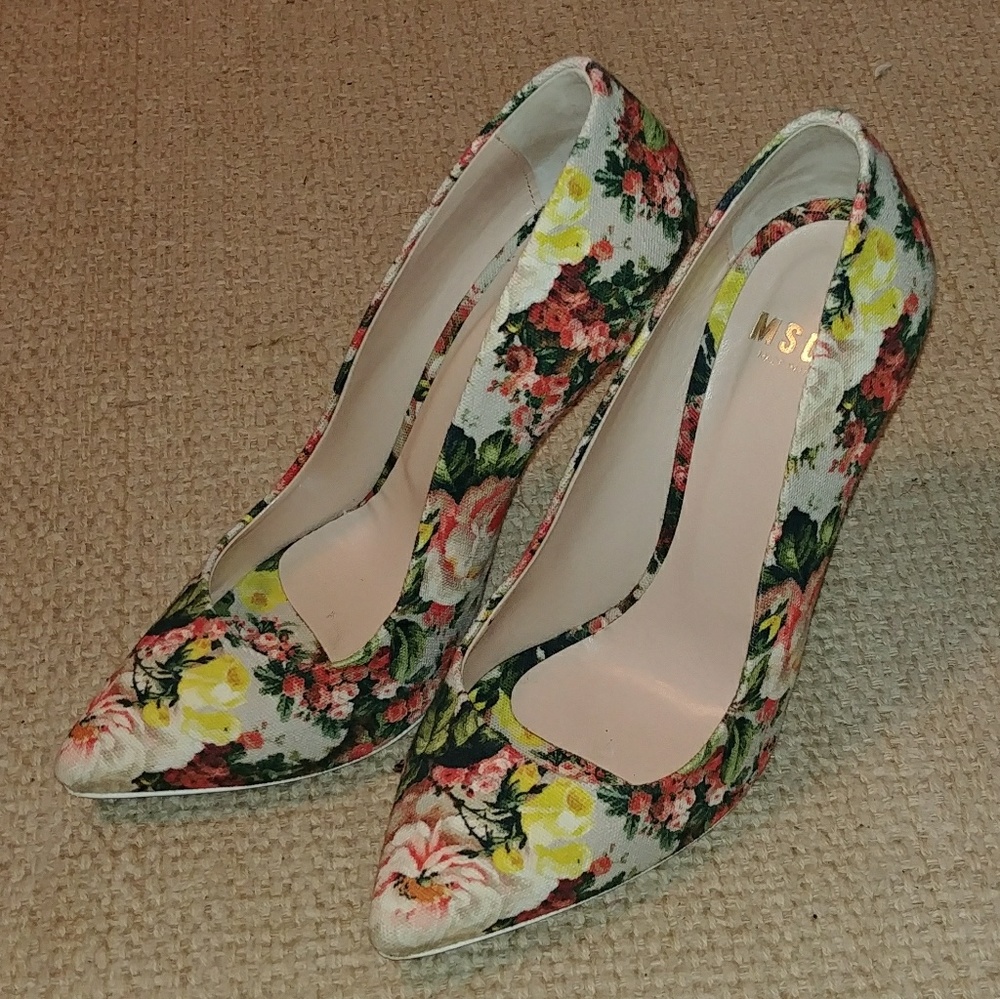 MSGM Floral Canvas Pumps