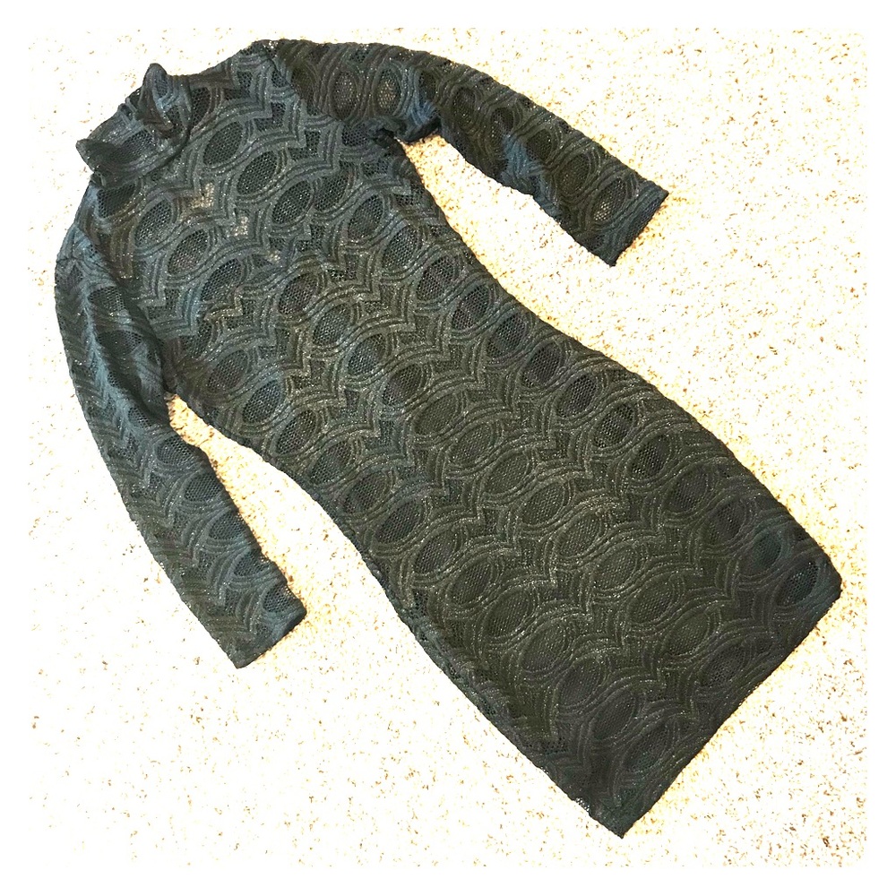 Papaya Black/Gold High Neck Bodycon Dress