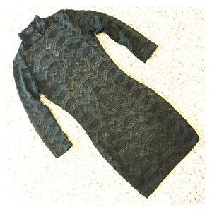 Papaya Black/Gold High Neck Bodycon Dress