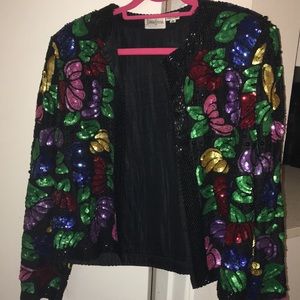 Vintage Neiman Marcus Hand Beaded Floral Jacket