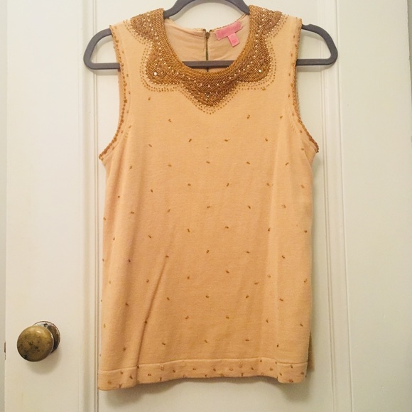 Lilly Pulitzer Gold Beaded Tank - Picture 1 of 5