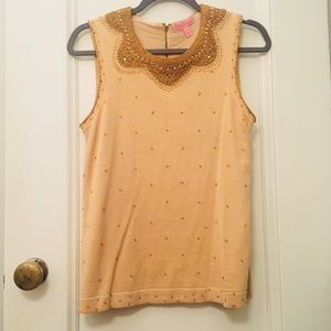 Lilly Pulitzer Gold Beaded Tank