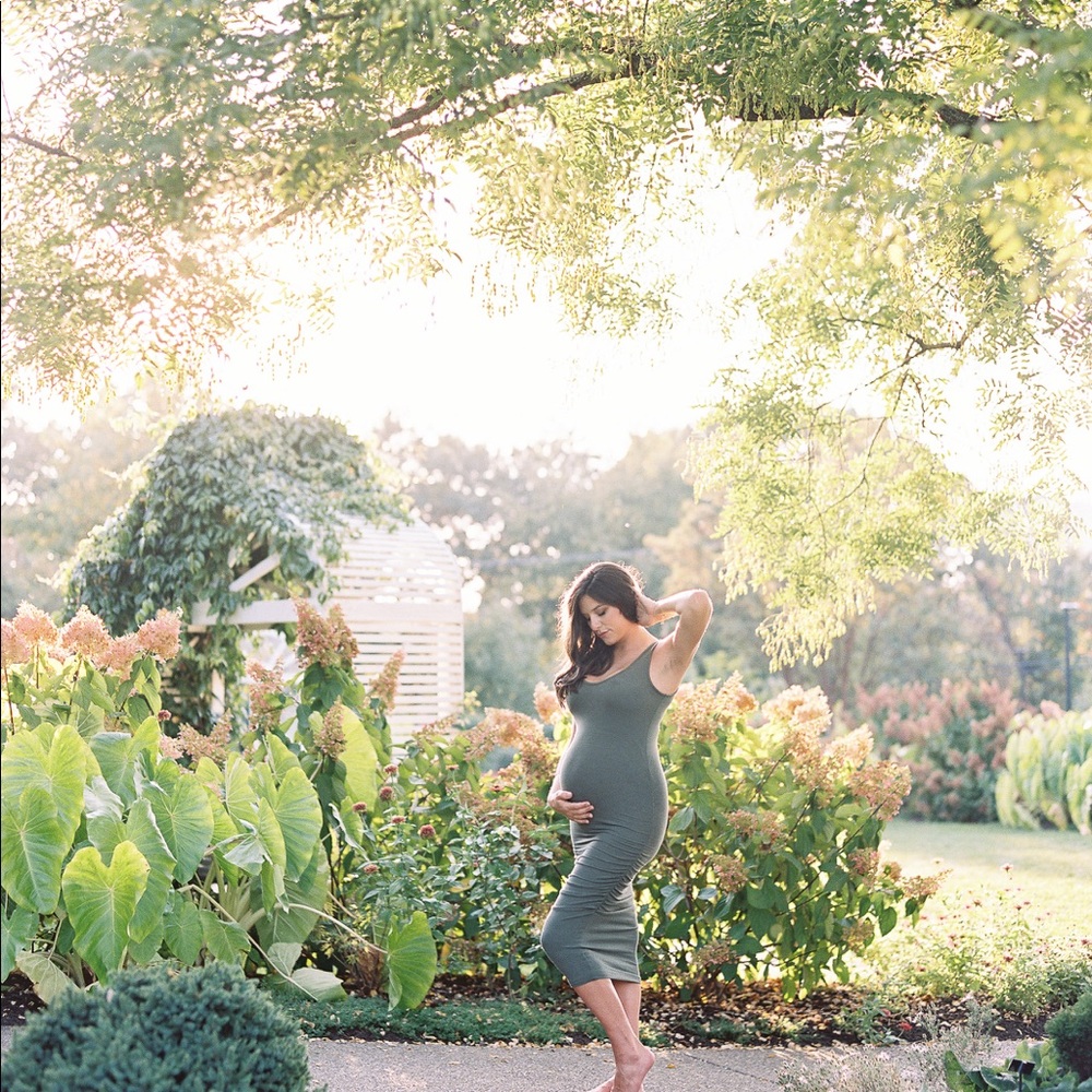 Ingrid and Isabel olive maternity dress