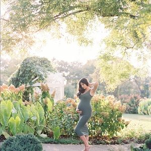 Ingrid and Isabel olive maternity dress