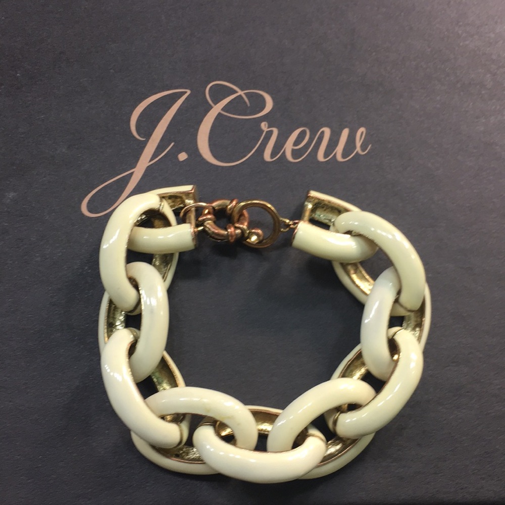 J. Crew enamel link bracelet in cream color