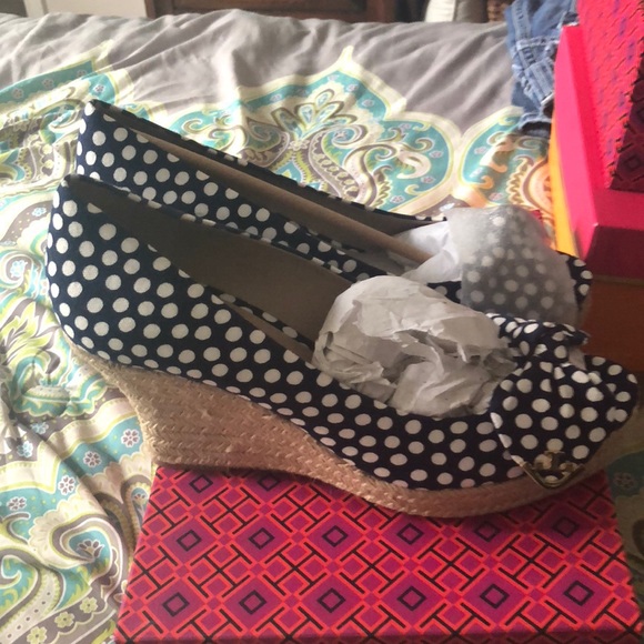 Tory Burch Peep Toe Wedges