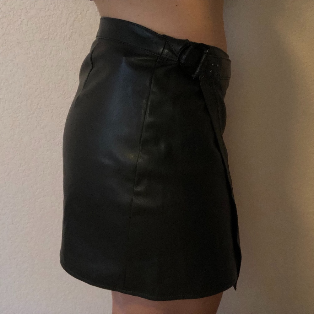 Bershka Faux Leather Black PARTY Wrap Skirt