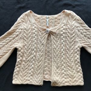 Leo & Nicole Cable-knit Cream Sweater Bell Sleeves