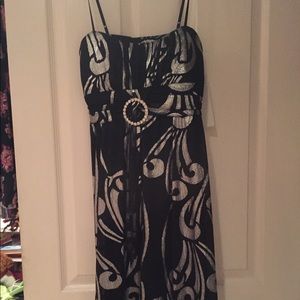 Black and silver patterned knee high dress