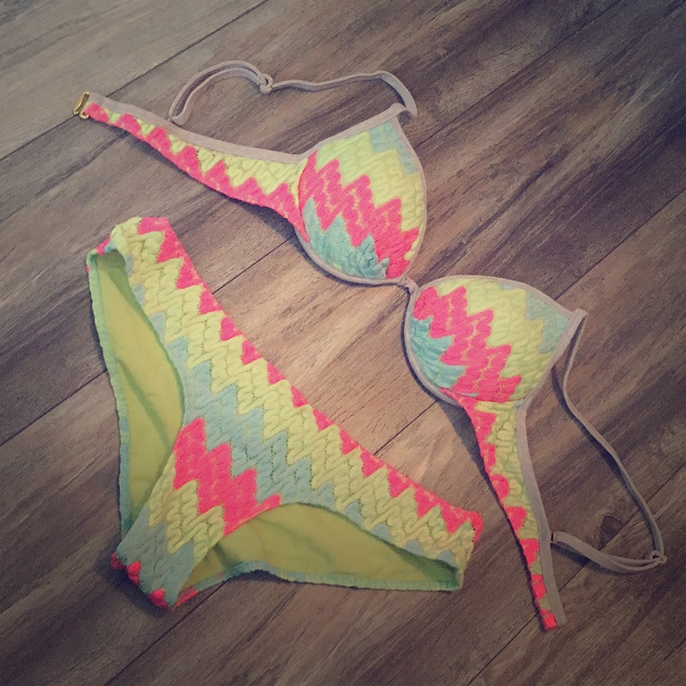 Victorias secret neon crochet swim suit