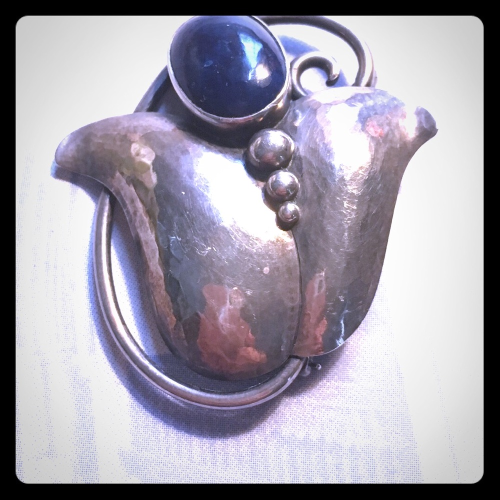 Vintage Georg Jensen Sterling/Lapis Brooch