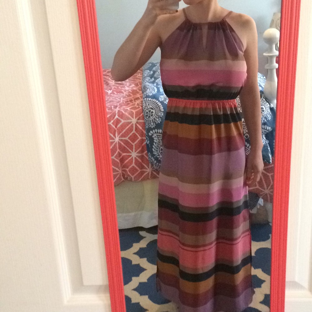 LOFT striped maxi dress