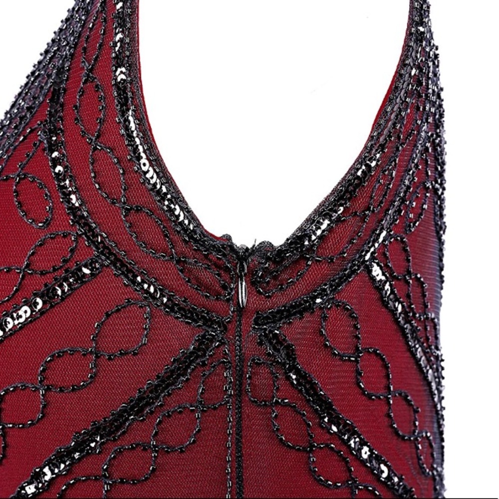 5 ⭐️ Rated Sequin Flapper Dress - Burgundy - Picture 3 of 7