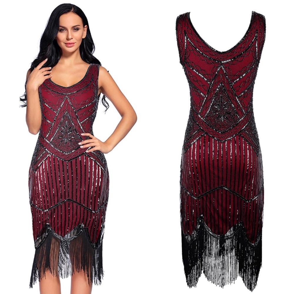 5 ⭐️ Rated Sequin Flapper Dress - Burgundy