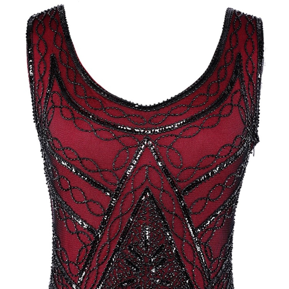 5 ⭐️ Rated Sequin Flapper Dress - Burgundy - Picture 4 of 7