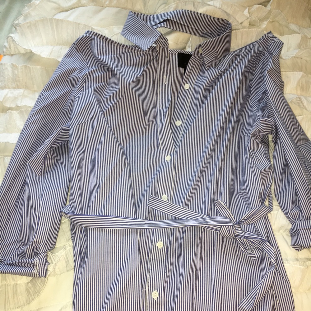 Luminere pin stripped collared dress never worn