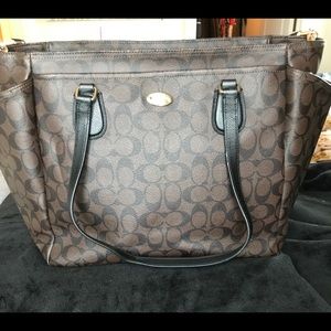 Coach Brown Black LARGE Multifunction Diaper Bag